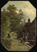 Gerard Bilders Jacob van Ruisdael, sketching a watermill oil painting on canvas